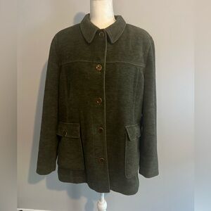 L.L. Bean Olive Green Button-Front Pea Coat
